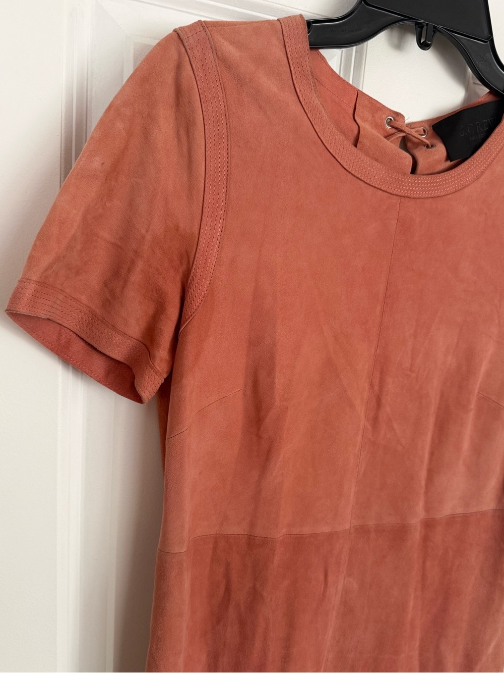 J. Crew Collection Lace-up Back Suede Dress Pink Sz 4 - Picture 6 of 14